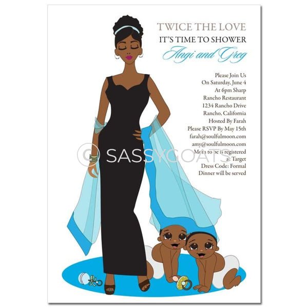 African American Twin Baby Shower Invitation - Hide And Seek Twins