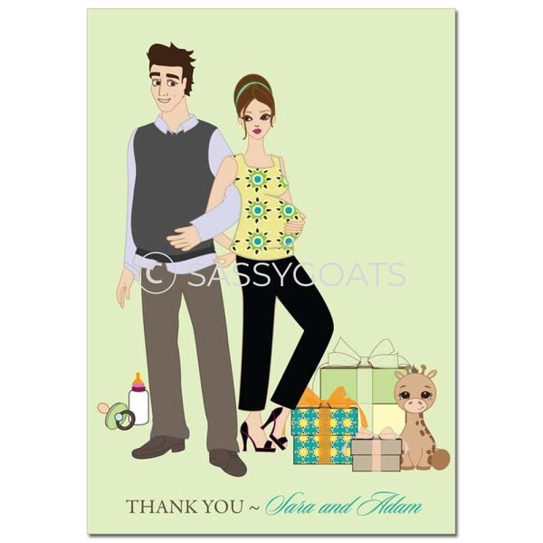 Baby Shower Thank You Card - Back To Brunette